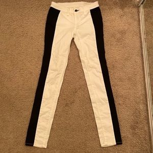 Rag & Bone, size 26, white jeans w/ black stripes down the side